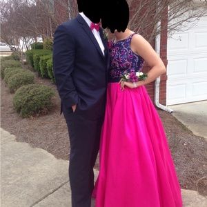 Rachel Allan Barbie Pink prom dress two piece open back size 12